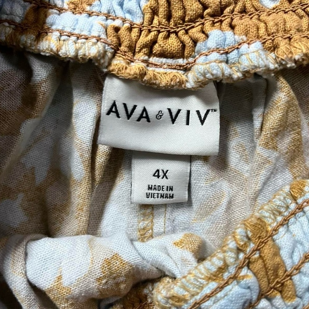 Ava & Viv High Waist Floral Tan Shorts Stretch Size 4X - Picture 4 of 7